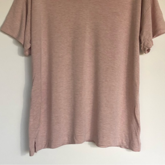 Loft Lounge Blush Pink V Neck Tee Sz XL French Terry Pullover Short Sleeve Shirt - Picture 3 of 8